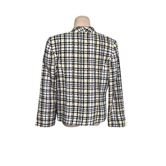 Jessica Howard yellow plaid long sleeves open front Blazer size 12P - Picture 9 of 10